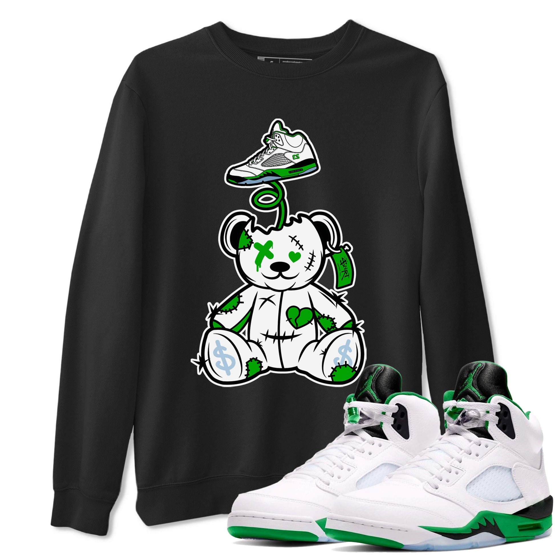 Jordan 5 Retro Lucky Green shirt to match jordans Surprise Teddy Bear sneaker tees Air Jordan 5 Lucky Green SNRT Sneaker Tees Unisex Sneaker Matching Clothes Black 1 T-Shirt