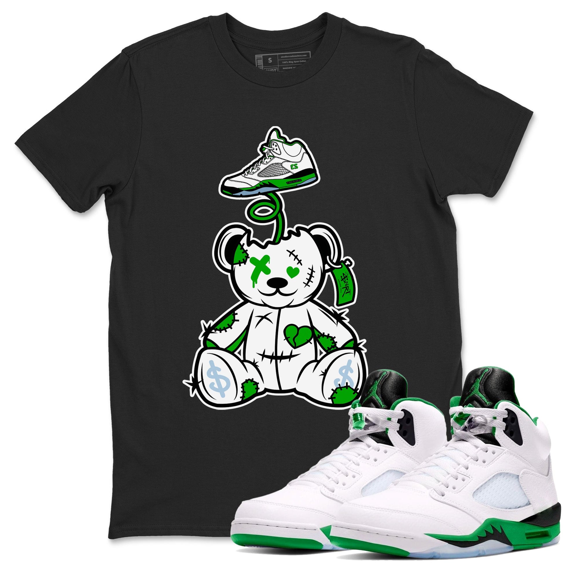 Jordan 5 Retro Lucky Green shirt to match jordans Surprise Teddy Bear sneaker tees Air Jordan 5 Lucky Green SNRT Sneaker Tees Unisex Sneaker Matching Clothes Black 1 T-Shirt