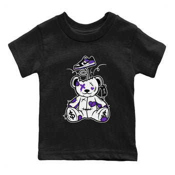 Surprise Teddy Bear sneaker match tees to Court Purple Dunks street fashion brand for shirts to match Jordans SNRT Sneaker Tees Dunk Low Court Purple unisex t-shirt Black 2 youth shirt