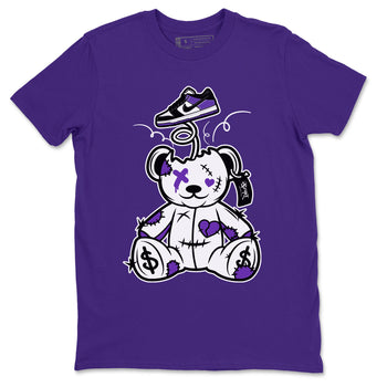 Surprise Teddy Bear sneaker match tees to Court Purple Dunks street fashion brand for shirts to match Jordans SNRT Sneaker Tees Dunk Low Court Purple unisex t-shirt Purple 2 unisex shirt