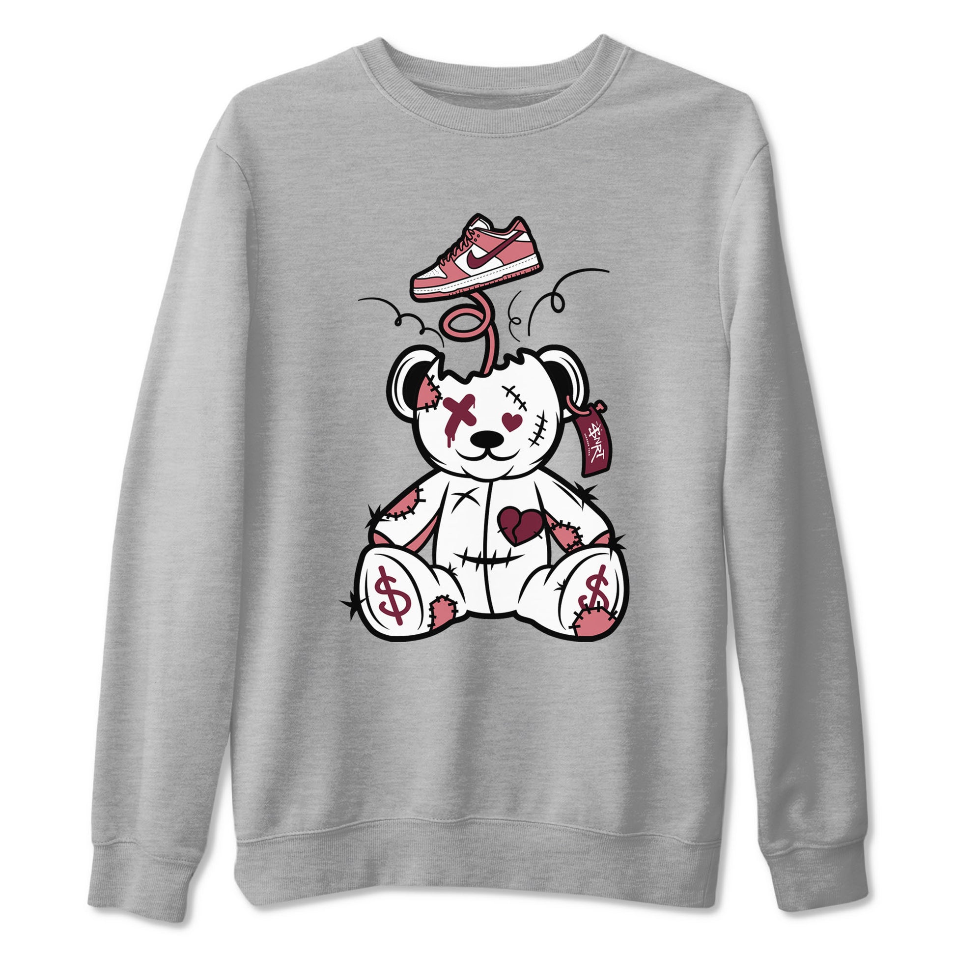 Dunk Valentine's Day shirt to match jordans Surprise Teddy Bear sneaker tees Dunks Valentine's Day SNRT sneaker Release Tees unisex cotton Heather Grey 2 crew neck shirt