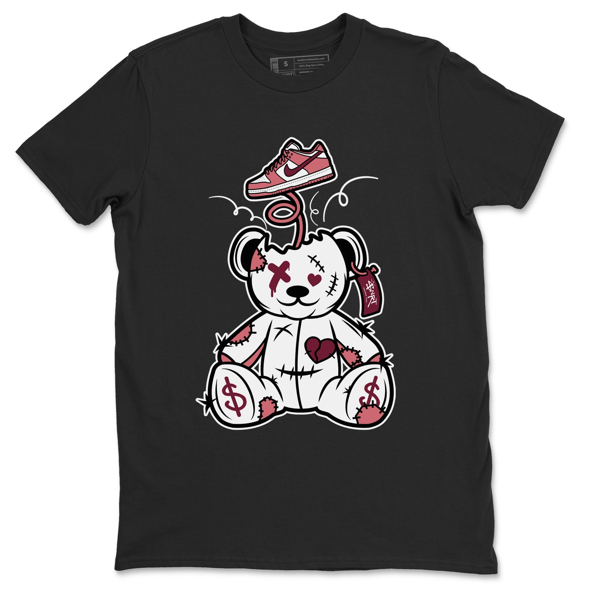 Dunk Valentine's Day shirt to match jordans Surprise Teddy Bear sneaker tees Dunks Valentine's Day SNRT sneaker Release Tees unisex cotton Black 2 crew neck shirt