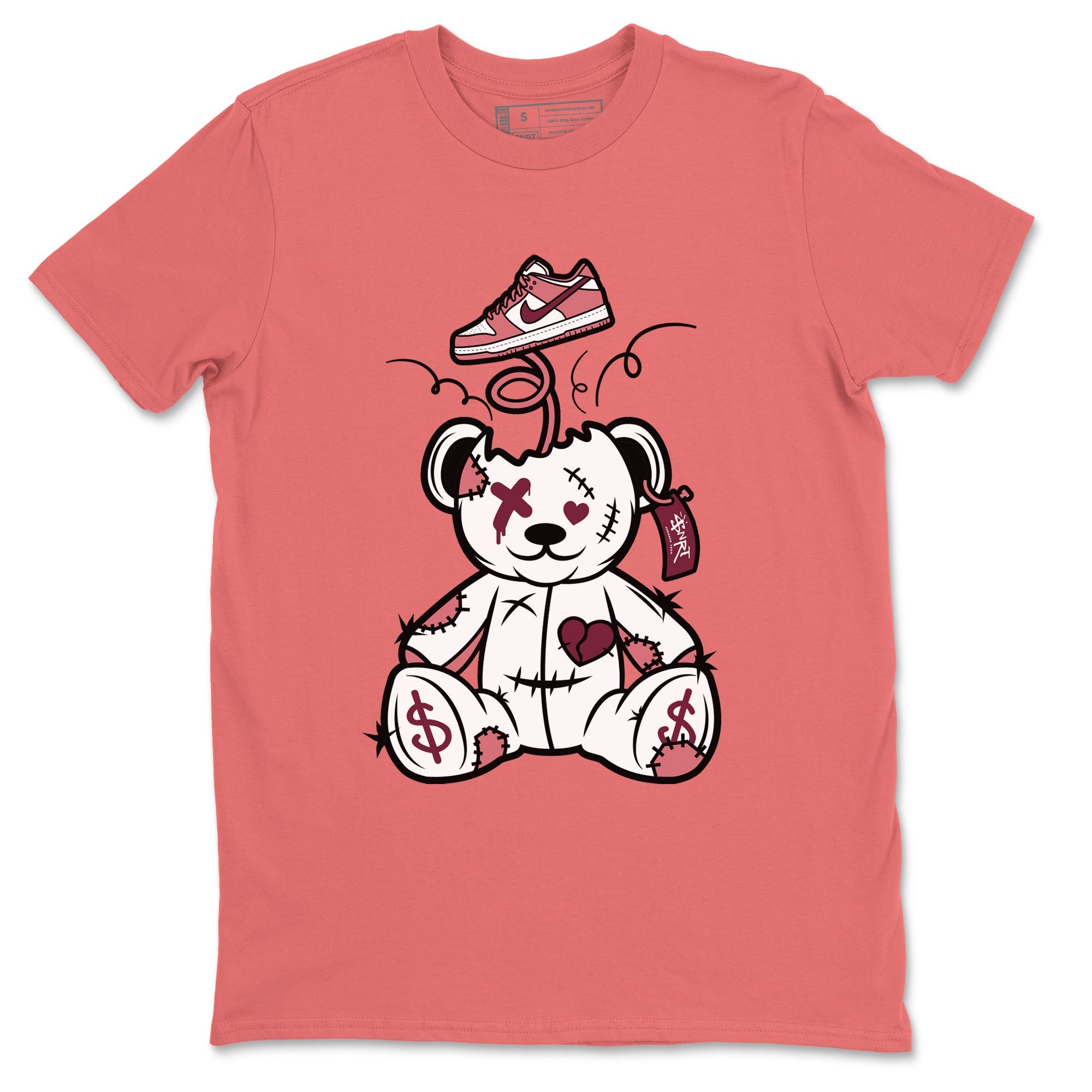 Dunk Valentine's Day shirt to match jordans Surprise Teddy Bear sneaker tees Dunks Valentine's Day SNRT sneaker Release Tees unisex cotton Coral 2 crew neck shirt