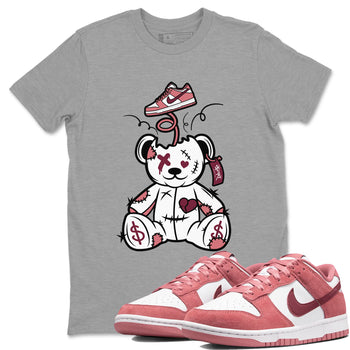 Dunk Valentine's Day shirt to match jordans Surprise Teddy Bear sneaker tees Dunks Valentine's Day SNRT sneaker Release Tees unisex cotton Heather Grey 1 crew neck shirt