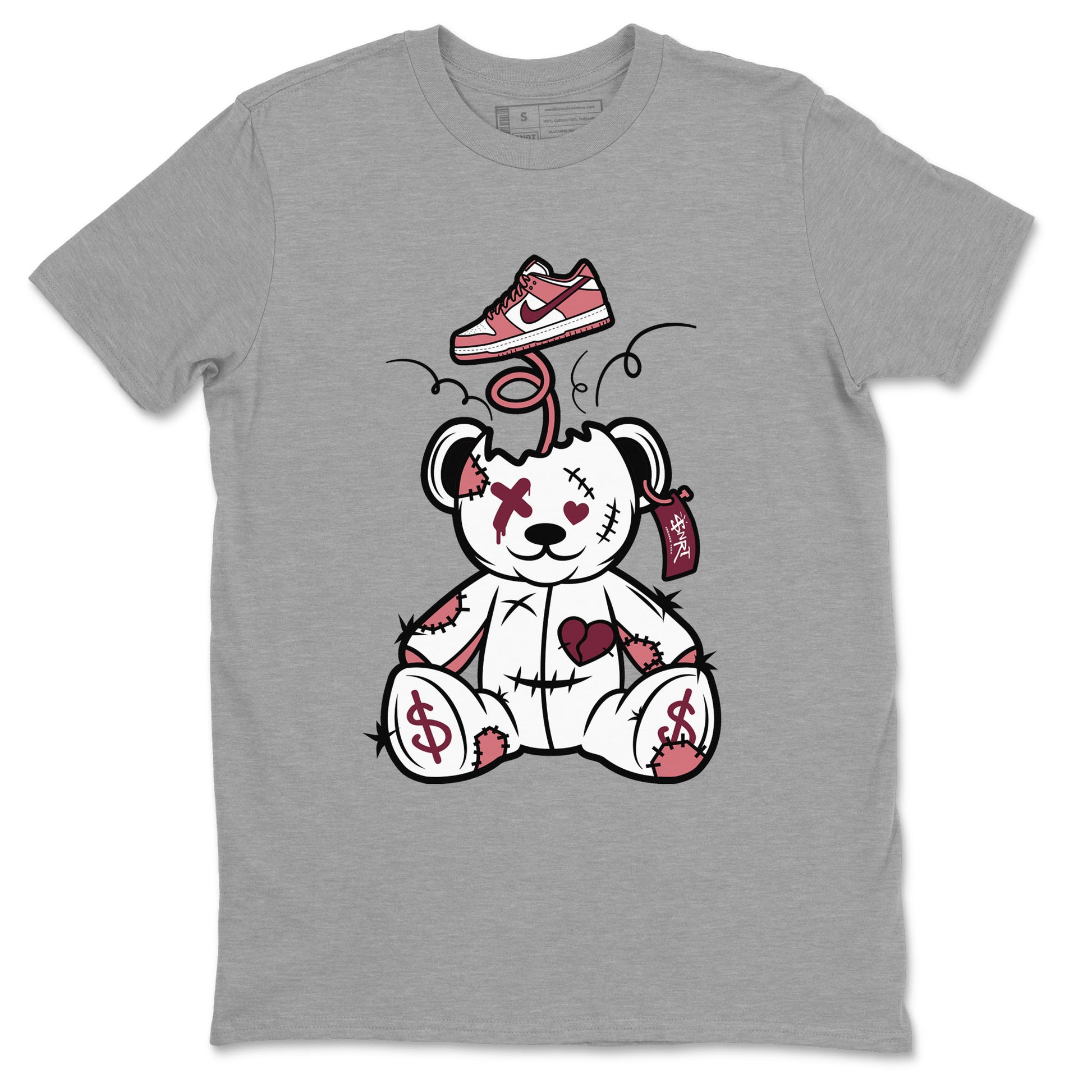 Dunk Valentine's Day shirt to match jordans Surprise Teddy Bear sneaker tees Dunks Valentine's Day SNRT sneaker Release Tees unisex cotton Heather Grey 2 crew neck shirt