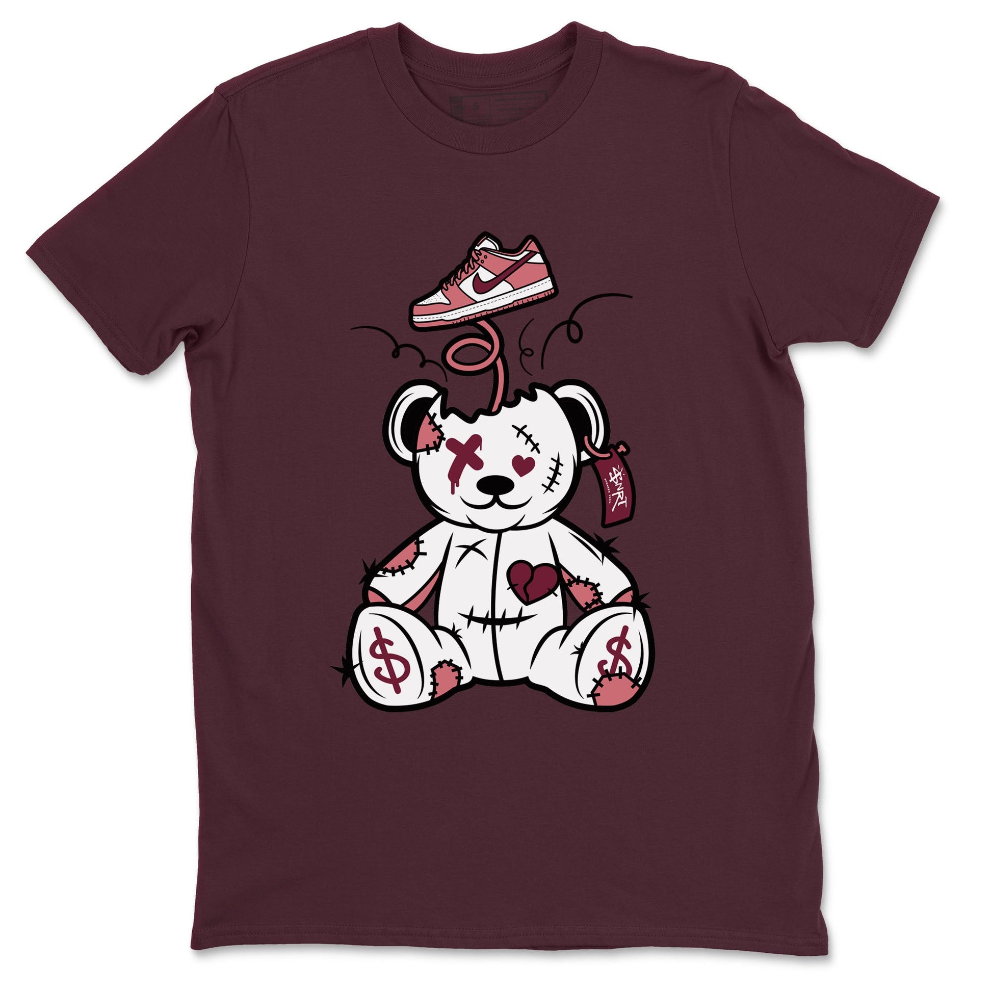 Dunk Valentine's Day shirt to match jordans Surprise Teddy Bear sneaker tees Dunks Valentine's Day SNRT sneaker Release Tees unisex cotton Maroon 2 crew neck shirt