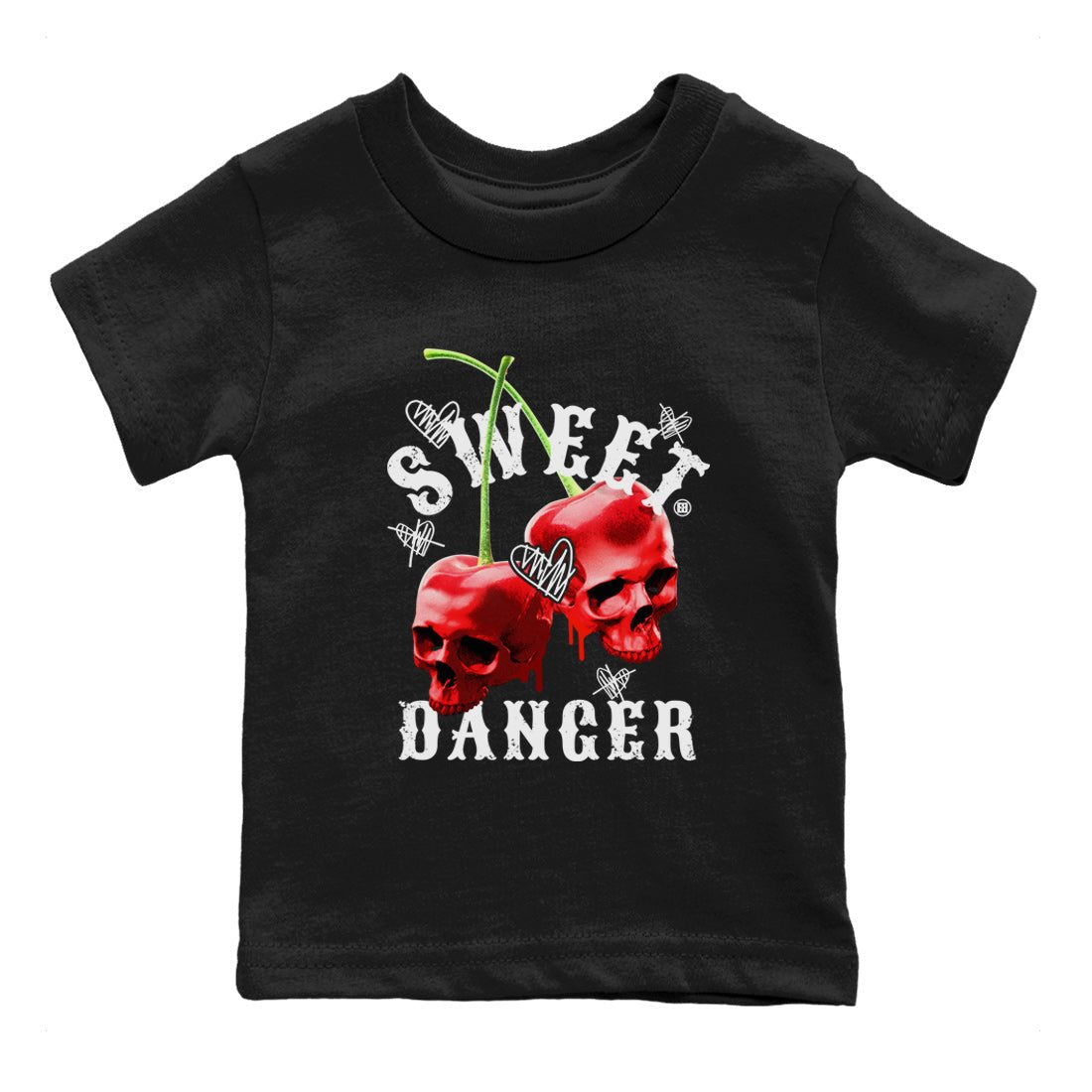 Air Jordan 11 Cherry Sneaker Match Tees Sweet Danger Sneaker Tees 11s Cherry Sneaker Release Tees AJ11 Varsity Red Kids Shirts Black 2