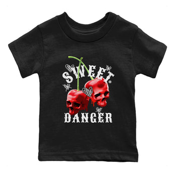 Air Jordan 11 Cherry Sneaker Match Tees Sweet Danger Sneaker Tees 11s Cherry Sneaker Release Tees AJ11 Varsity Red Kids Shirts Black 2