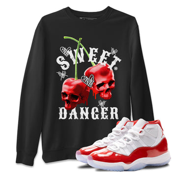 Air Jordan 11 Cherry Sneaker Match Tees Sweet Danger Sneaker Tees 11s Cherry Sneaker Release Tees AJ11 Varsity Red Unisex Shirts Black 1
