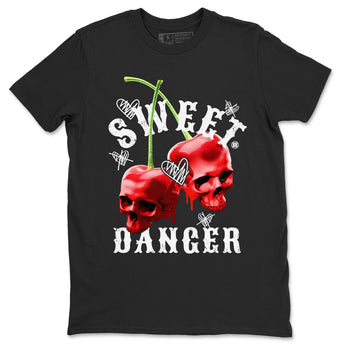 Air Jordan 11 Cherry Sneaker Match Tees Sweet Danger Sneaker Tees 11s Cherry Sneaker Release Tees AJ11 Varsity Red Unisex Shirts Black 2