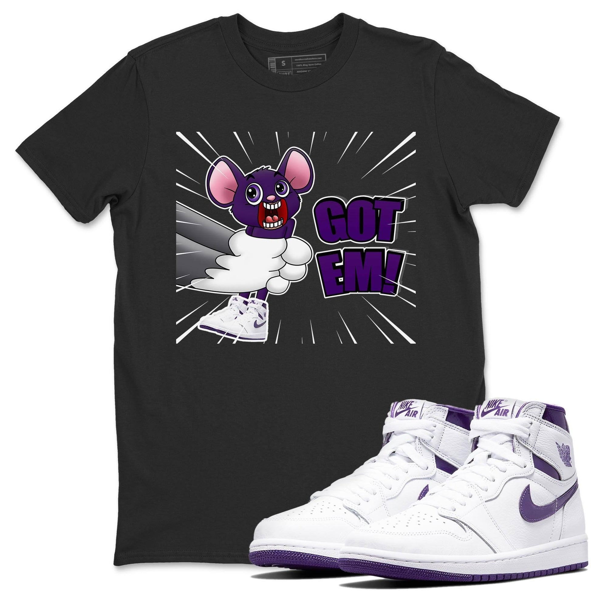 Jordan 1 WMNS Court Purple Sneaker Match Tees T&J Got Em Sneaker Tees Jordan 1 WMNS Court Purple Sneaker Release Tees Unisex Shirts