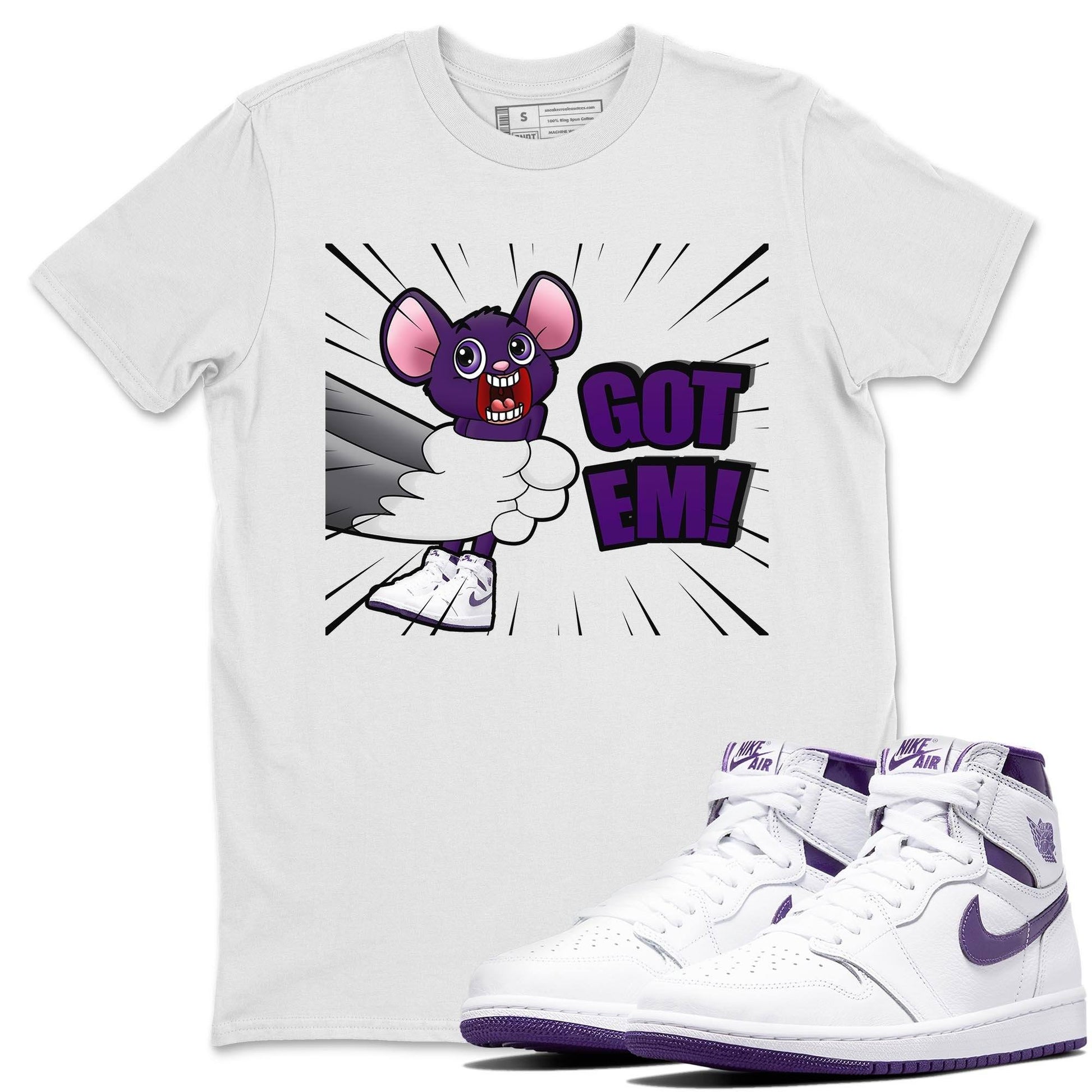 Jordan 1 WMNS Court Purple Sneaker Match Tees T&J Got Em Sneaker Tees Jordan 1 WMNS Court Purple Sneaker Release Tees Unisex Shirts
