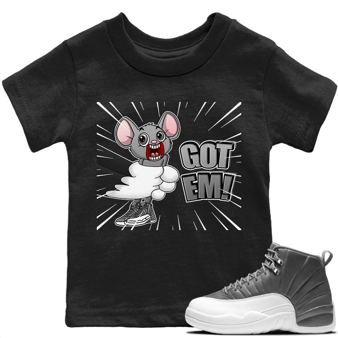 Jordan 12 Stealth Sneaker Match Tees T&J Got Em Sneaker Tees Jordan 12 Stealth Sneaker Release Tees Kids Shirts