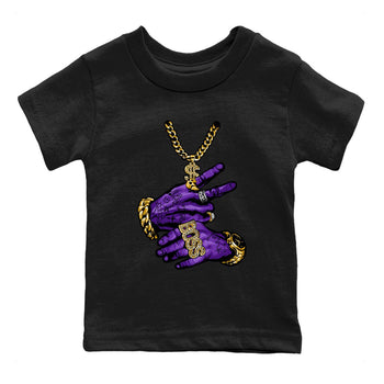 Air Jordan 12 Field Purple Sneaker Match Tees Tattoo Hands Sneaker Tees AJ12 Field Purple Sneaker Release Tees Kids Shirts Black 2
