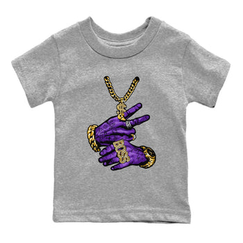 Air Jordan 12 Field Purple Sneaker Match Tees Tattoo Hands Sneaker Tees AJ12 Field Purple Sneaker Release Tees Kids Shirts Heather Grey 2