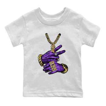Air Jordan 12 Field Purple Sneaker Match Tees Tattoo Hands Sneaker Tees AJ12 Field Purple Sneaker Release Tees Kids Shirts White 1