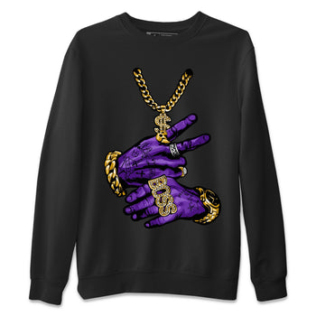 Air Jordan 12 Field Purple Sneaker Match Tees Tattoo Hands Sneaker Tees AJ12 Field Purple Sneaker Release Tees Unisex Shirts Black 2