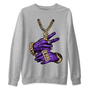 Air Jordan 12 Field Purple Sneaker Match Tees Tattoo Hands Sneaker Tees AJ12 Field Purple Sneaker Release Tees Unisex Shirts Heather Grey 2