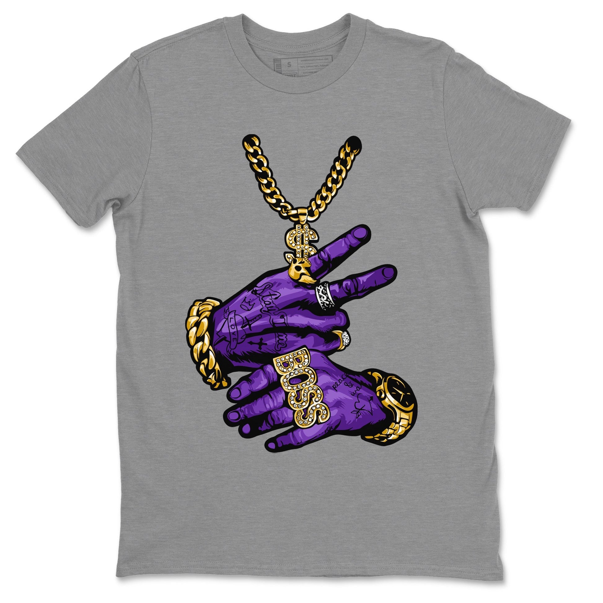 Air Jordan 12 Field Purple Sneaker Match Tees Tattoo Hands Sneaker Tees AJ12 Field Purple Sneaker Release Tees Unisex Shirts Heather Grey 2