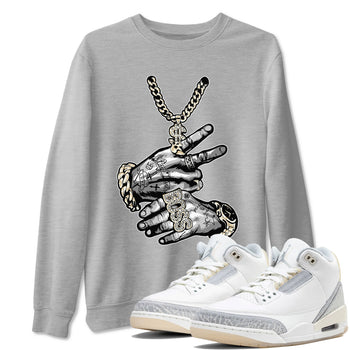 Air Jordan 3 Craft Ivory shirt to match jordans Tatto Hands sneaker tees 3s Ivory SNRT Sneaker Release Tees unisex cotton Heather Grey 1 crew neck shirt