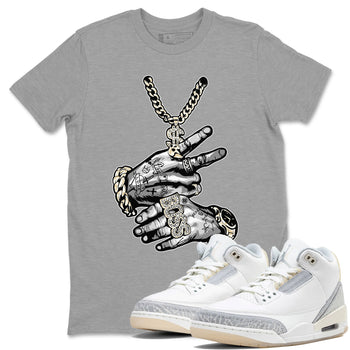 Air Jordan 3 Craft Ivory shirt to match jordans Tatto Hands sneaker tees 3s Ivory SNRT Sneaker Release Tees unisex cotton Heather Grey 1 crew neck shirt