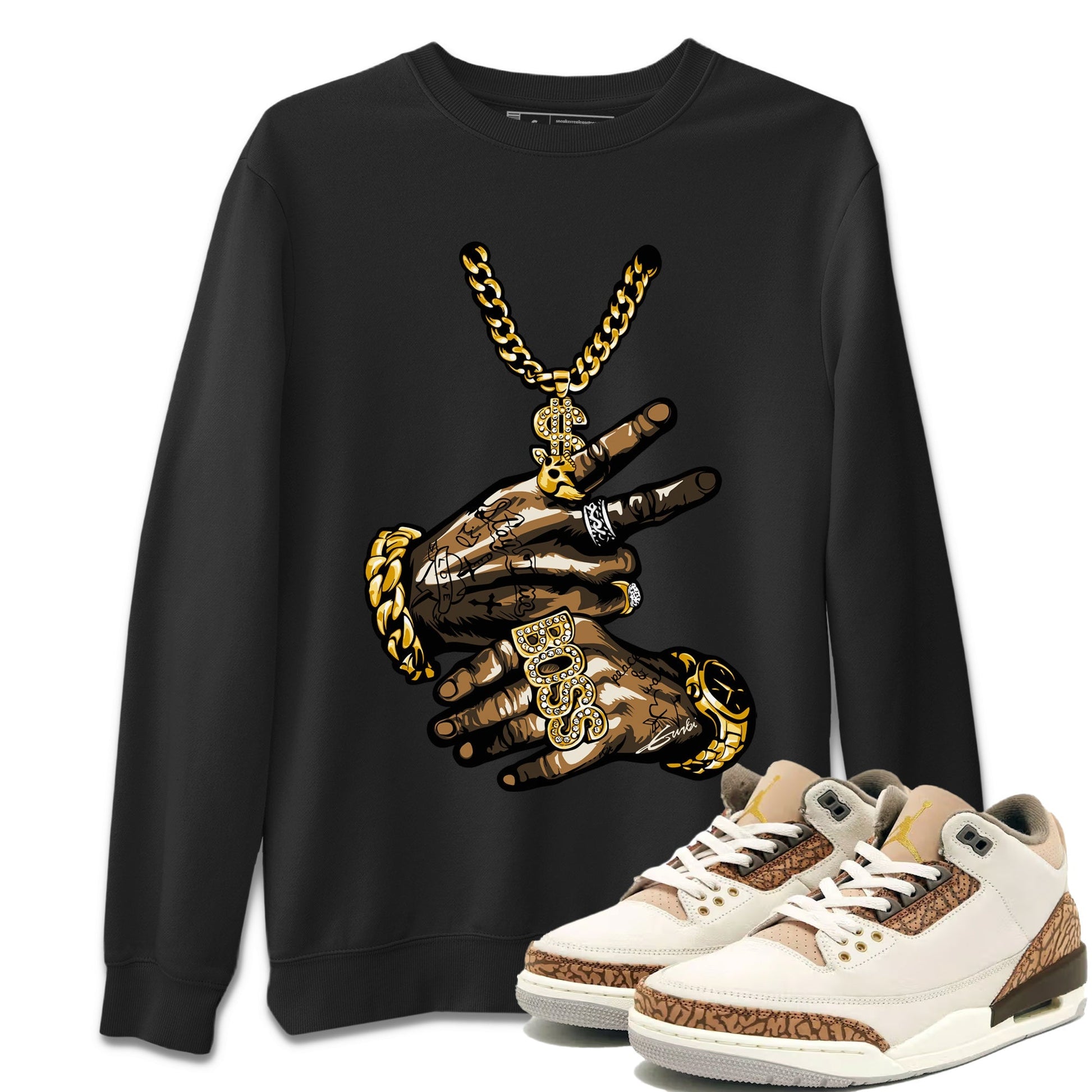 Air Jordan 3 Palomino Sneaker Match Tees Tattoo Hands Sneaker Tees Jordan 3 Palomino Sneaker Release Tees Unisex Shirts Black 1