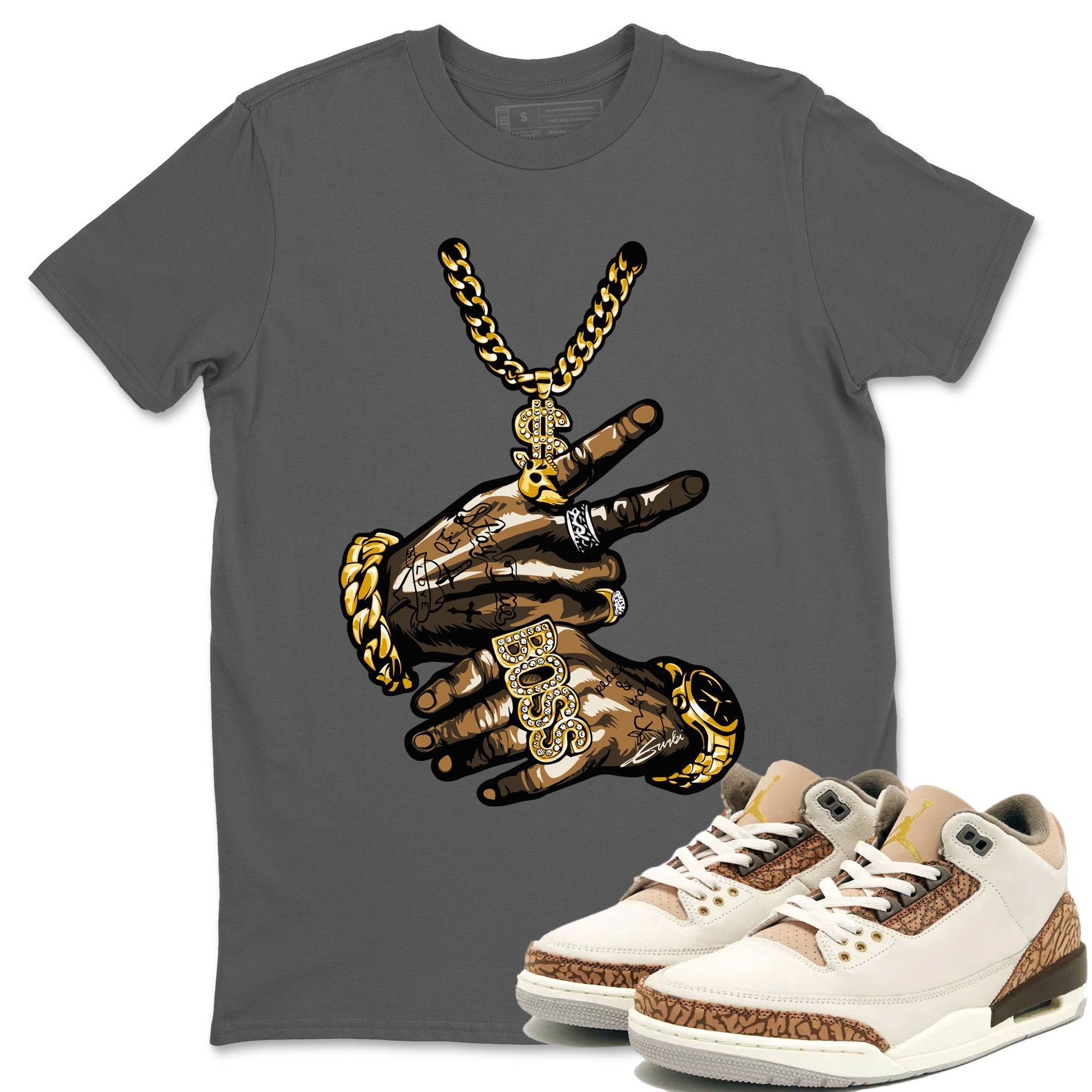 Air Jordan 3 Palomino Sneaker Match Tees Tattoo Hands Sneaker Tees Jordan 3 Palomino Sneaker Release Tees Unisex Shirts Cool Grey 1
