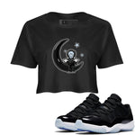 Air Jordan 11 Space Jam shirt to match jordans The Astronaut sneaker tees AJ11 Space Jam SNRT Sneaker Release Tees Black 1 Crop T-Shirt