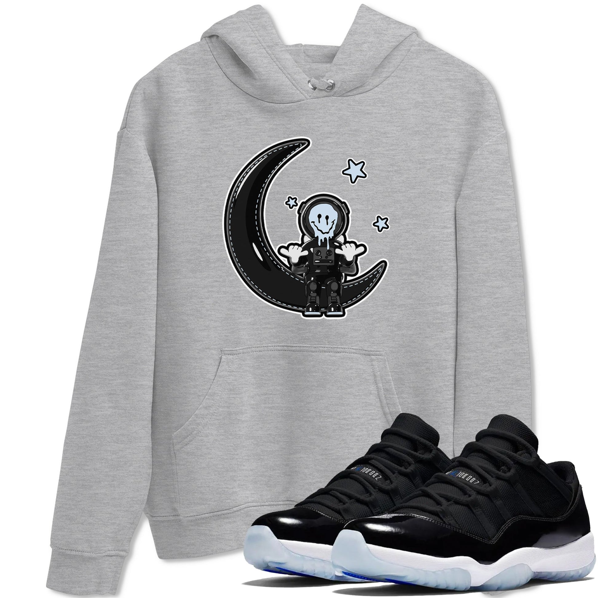 Air Jordan 11 Space shirt to match jordans The Astronaut sneaker tees AJ11 Black and Varsity Royal SNRT Sneaker Release Tees Unisex Heather Grey 1 T-Shirt