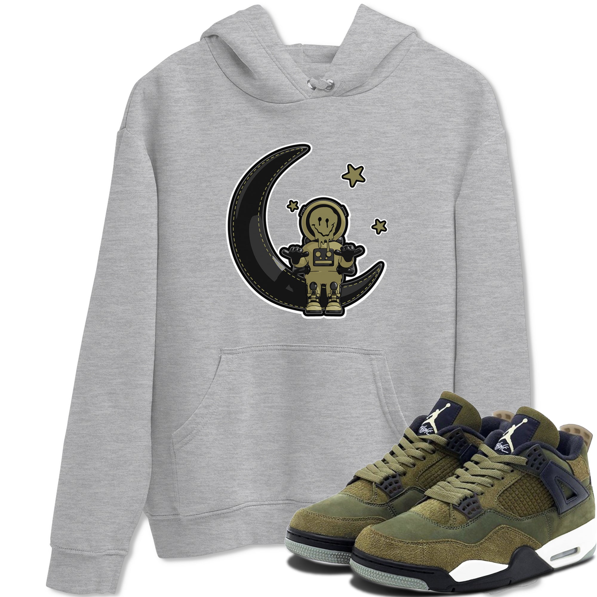 Air Jordan 4 Medium Olive shirt to match jordans The Astronaut sneaker tees AJ4 Medium Olive SNRT Sneaker Release Tees Unisex Heather Grey 1 T-Shirt