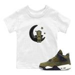 Air Jordan 4 Medium Olive shirt to match jordans The Astronaut sneaker tees AJ4 Medium Olive SNRT Sneaker Release Tees Baby Toddler White 1 T-Shirt