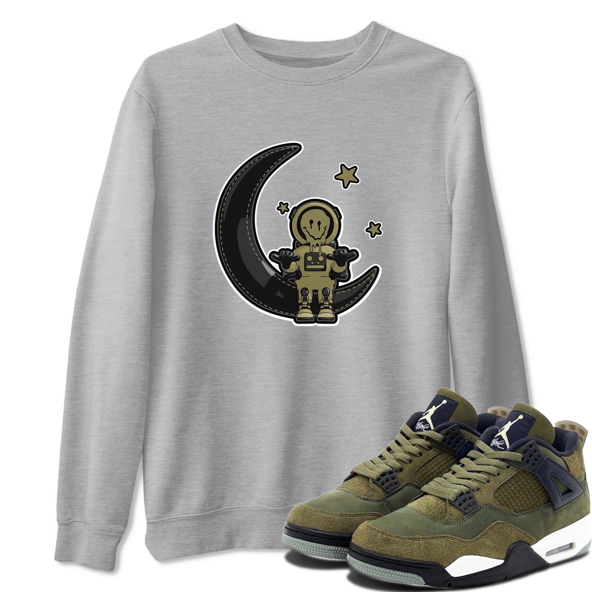 Air Jordan 4 Medium Olive shirt to match jordans The Astronaut sneaker tees AJ4 Medium Olive SNRT Sneaker Release Tees Unisex Heather Grey 1 T-Shirt