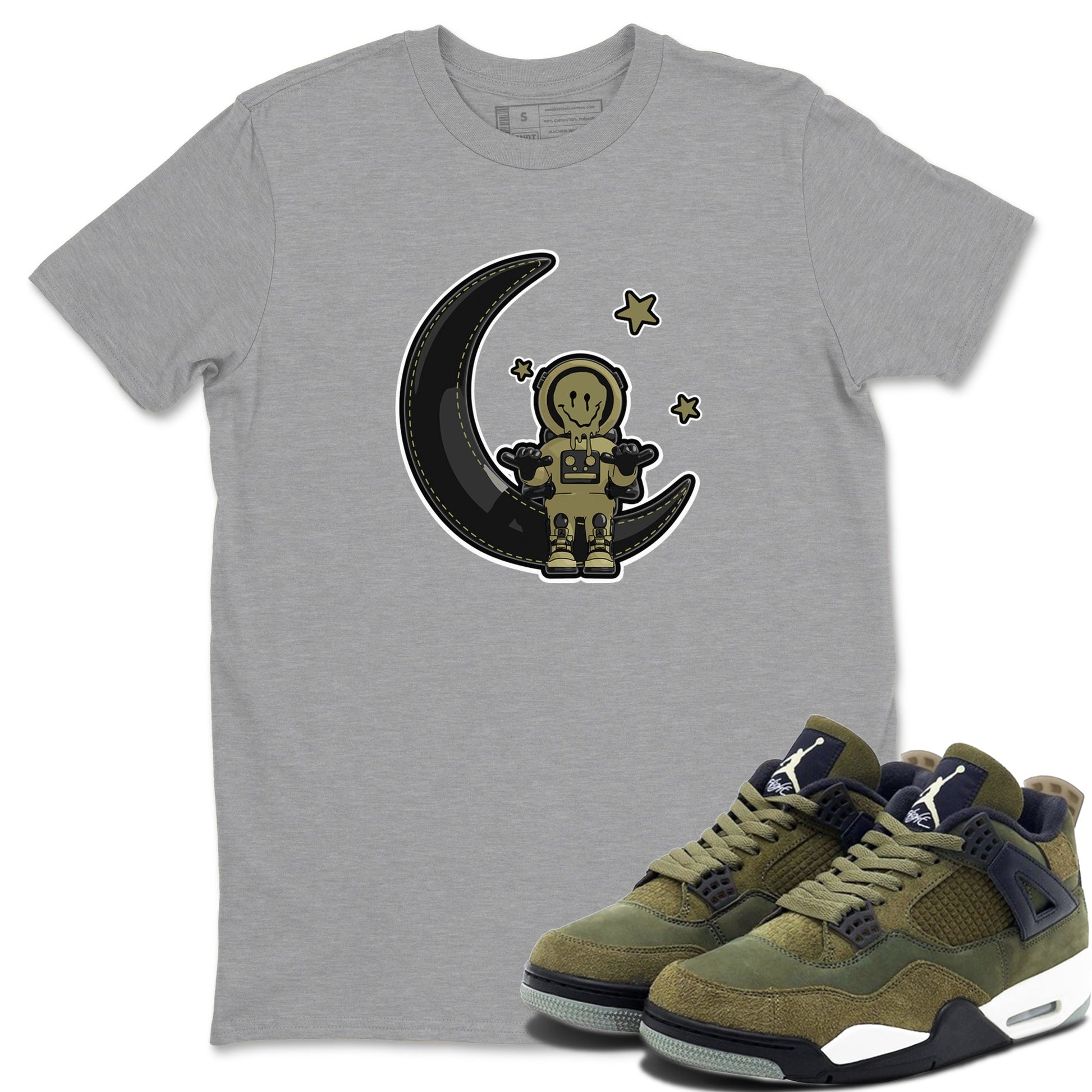 Air Jordan 4 Medium Olive shirt to match jordans The Astronaut sneaker tees AJ4 Medium Olive SNRT Sneaker Release Tees Unisex Heather Grey 1 T-Shirt