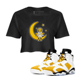 Air Jordan 6 Yellow Ochre shirt to match jordans The Astronaut sneaker tees AJ6 Yellow Ochre SNRT Sneaker Release Tees Black 1 Crop T-Shirt