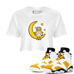 Air Jordan 6 Yellow Ochre shirt to match jordans The Astronaut sneaker tees AJ6 Yellow Ochre SNRT Sneaker Release Tees White 1 Crop T-Shirt