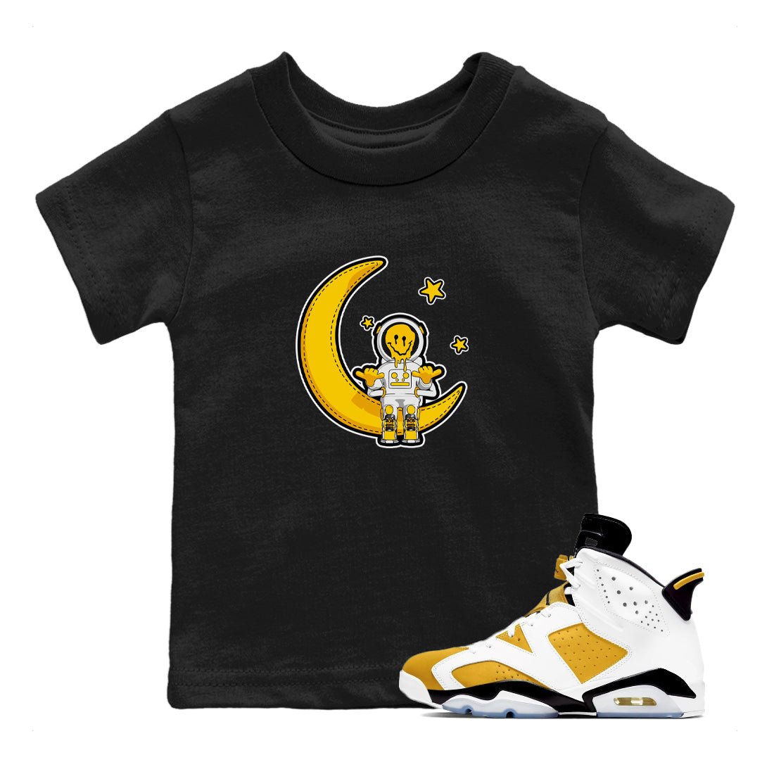 Air Jordan 6 Yellow Ochre shirt to match jordans The Astronaut sneaker tees AJ6 Yellow Ochre SNRT Sneaker Release Tees Baby Toddler Black 1 T-Shirt
