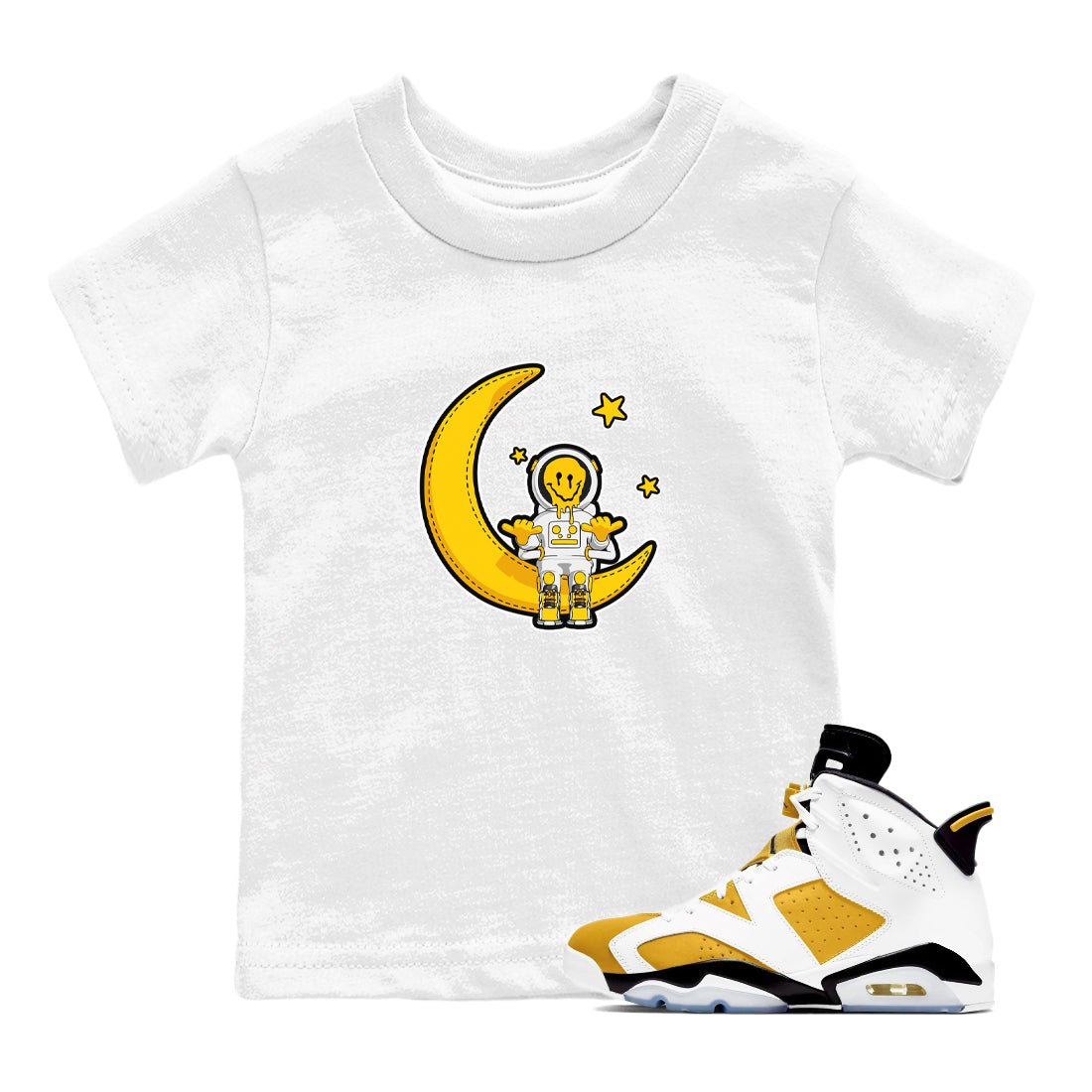 Air Jordan 6 Yellow Ochre shirt to match jordans The Astronaut sneaker tees AJ6 Yellow Ochre SNRT Sneaker Release Tees Baby Toddler White 1 T-Shirt