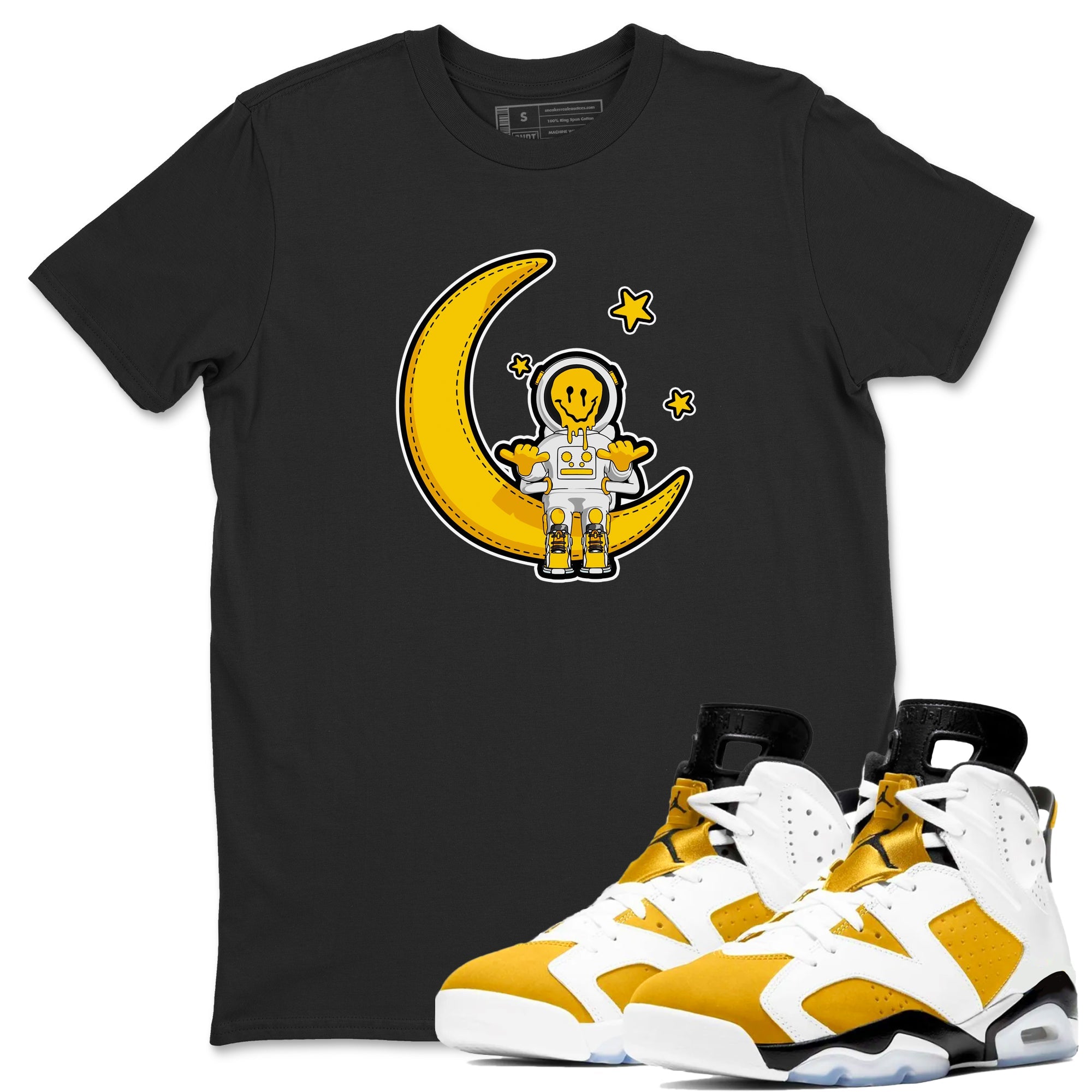 Air Jordan 6 Yellow Ochre shirt to match jordans The Astronaut sneaker tees AJ6 Yellow Ochre SNRT Sneaker Release Tees Unisex Black 1 T-Shirt