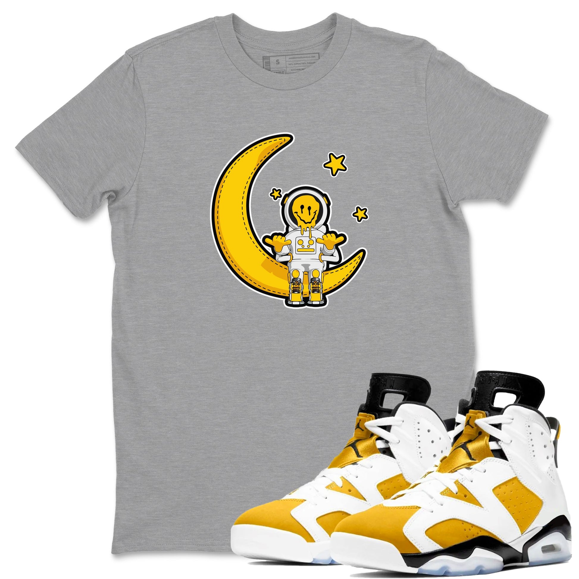 Air Jordan 6 Yellow Ochre shirt to match jordans The Astronaut sneaker tees AJ6 Yellow Ochre SNRT Sneaker Release Tees Unisex Heather Grey 1 T-Shirt