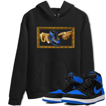Air Jordan 1 Royal Reimagined shirt to match jordans The Creation of Adam sneaker tees AJ1 Royal Reimagined SNRT Sneaker Release Tees Unisex Black 1 T-Shirt