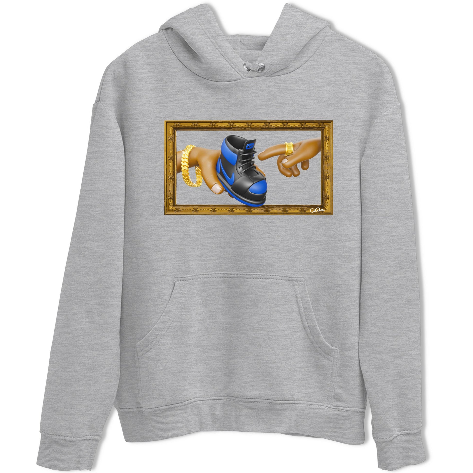 Air Jordan 1 Royal Reimagined shirt to match jordans The Creation of Adam sneaker tees AJ1 Royal Reimagined SNRT Sneaker Release Tees Unisex Heather Grey 2 T-Shirt