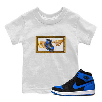 Air Jordan 1 Royal Reimagined shirt to match jordans The Creation of Adam sneaker tees AJ1 Royal Reimagined SNRT Sneaker Release Tees Baby Toddler White 1 T-Shirt