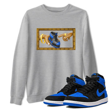 Air Jordan 1 Royal Reimagined shirt to match jordans The Creation of Adam sneaker tees AJ1 Royal Reimagined SNRT Sneaker Release Tees Unisex Heather Grey 1 T-Shirt