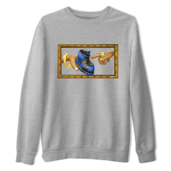 Air Jordan 1 Royal Reimagined shirt to match jordans The Creation of Adam sneaker tees AJ1 Royal Reimagined SNRT Sneaker Release Tees Unisex Heather Grey 2 T-Shirt