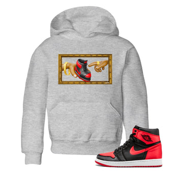 Air Jordan 1 Satin Bred shirt to match jordans The Creation of Adam sneaker tees AJ1 Satin Bred SNRT Sneaker Release Tees Baby Toddler Heather Grey 1 T-Shirt