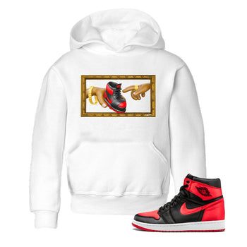 Air Jordan 1 Satin Bred shirt to match jordans The Creation of Adam sneaker tees AJ1 Satin Bred SNRT Sneaker Release Tees Baby Toddler White 1 T-Shirt