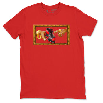 Air Jordan 1 Satin Bred shirt to match jordans The Creation of Adam sneaker tees AJ1 Satin Bred SNRT Sneaker Release Tees Unisex Red 2 T-Shirt