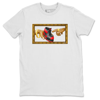 Air Jordan 1 Satin Bred shirt to match jordans The Creation of Adam sneaker tees AJ1 Satin Bred SNRT Sneaker Release Tees Unisex White 2 T-Shirt