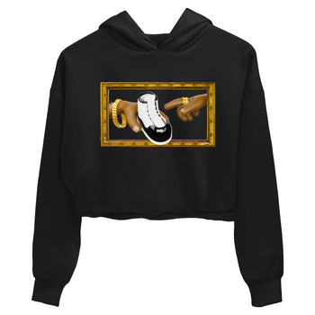 Air Jordan 11 Gratitude shirt to match jordans The Creation Of Adam sneaker tees AJ11 Gratitude SNRT Sneaker Release Tees Black 2 Crop T-Shirt