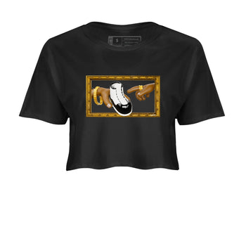 Air Jordan 11 Gratitude shirt to match jordans The Creation Of Adam sneaker tees AJ11 Gratitude SNRT Sneaker Release Tees Black 2 Crop T-Shirt